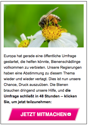 © Avaaz. Aufruf zur EU-Umfrage Bienen