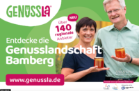 Großplakat Genussla mit Bamberger Lagenhonig als Genussbotschafter des Regionalsiegels