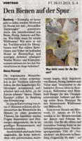 Zeitungsartikel zur Neueinführung der "MonatsBeeTrachtungen" 2023 im Fränkischen Tag