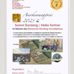 Urkunde zum Bienenstadt-Bamberg-Umweltpreis 2023 (BBU23)