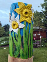 Motiv auf einem Handlauf zum Sinnespfad im Bamberger Bienengarten (Ausführender Thomas Gröhling) am 23.05.2024