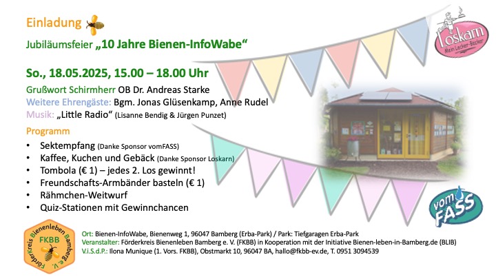 Einladung Jubiläumsfeier "10 Jahre Bienen-InfoWabe" am 18.05.2025