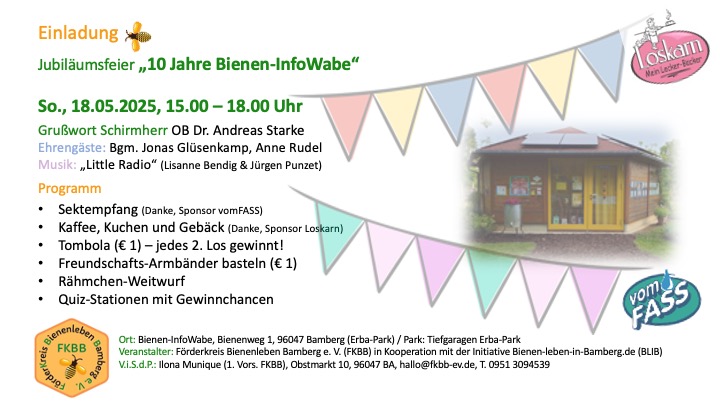 Einladung Jubiläumsfeier "10 Jahre Bienen-InfoWabe" am 18.05.2025