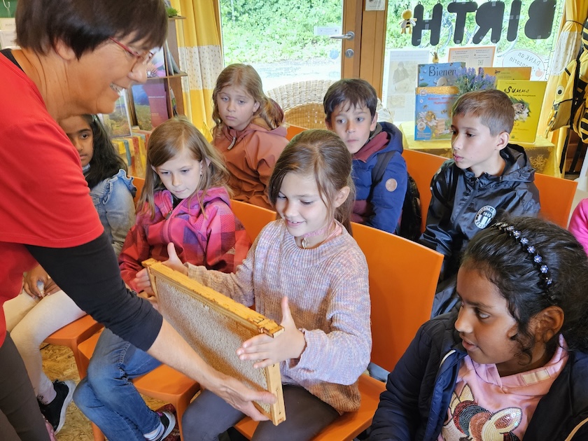 Rupprecht-Grundschule Bamberg, Klasse 2d zum Schulbienen-Unterricht / Schulbienenführung in der Bienen-InfoWabe, Bienen-leben-in-Bamberg.de